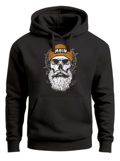 Hoodie Herren Moin Skull Windrose Kompass Totenkopf Frontprint Männer Fashion Streetstyle Neverless®