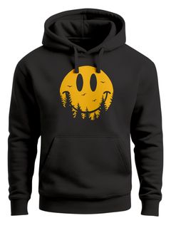 Hoodie Herren Aufdruck Print Sonne Outdoor Motiv Lustig Smiling Face Wald Wandern Fashion Neverless®