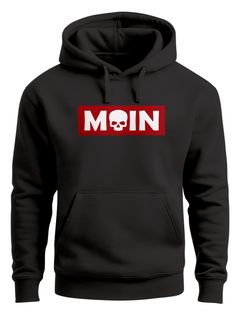 Hoodie Herren Schriftzug Moin Skull Totenkopf Aufdruck Print Parodie Hamburg Männer Fashion Streetstyle Neverless®