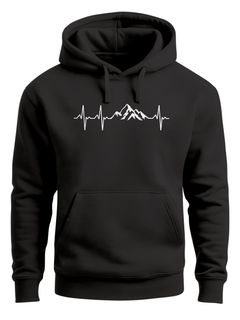 Hoodie Herren Print Wandern Berge Herzschlag Outdoor Aufdruck Motiv Männer Fashion Streetstyle Neverless®