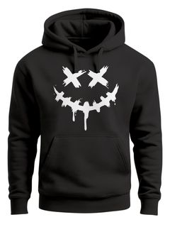 Hoodie Herren Bedruckt Techwear Fashion Streetstyle Smiling Face Smile Trend Fashion Streetstyle Neverless®