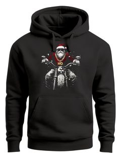 Hoodie Herren Weihnachten Print Aufdruck Santa Biker Motorrad Aufdruck Print Männer Fashion Streetstyle Neverless®