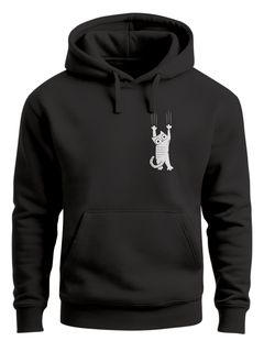 Hoodie Herren Aufdruck Katze Cat Logo lustig Kapuzen-Pullover Männer Fashion Streetstyle Neverless®