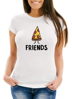 Damen T-Shirt Pizza Best Friends Forever Slim Fit Moonworks®