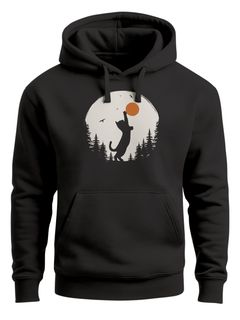 Hoodie Herren mit Frontprint Katze Silhouette Natur Aufdruck Motiv Kapuzen-Pullover Männer Fashion Streetstyle Neverless®