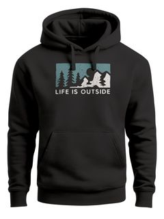 Hoodie Herren Print Outdoor Wandern Nautrliebhaber Life is outside Aufschrift Männer Fashion Streetstyle Neverless®