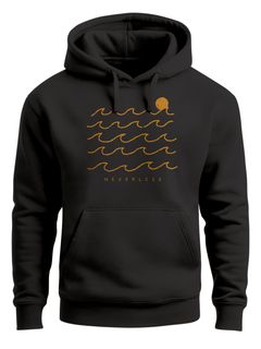 Hoodie Herren Print Minimalismus Wellen Sonne Meer Aufdruck Kapuzen-Pullover Männer Fashion Streetstyle Neverless®
