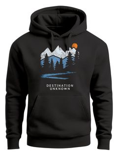 Hoodie Herren Berge Wandern Adventure Outdoor Minimalistischer Frontprint Retro Fashion Neverless®