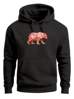 Hoodie Herren Polygon Grafik Bär Outdoor Motive Print Natur Fashion Neverless®