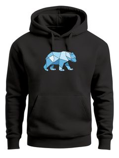 Hoodie Herren Polygon Grafik Bär Outdoor Fashion Tiermotiv Wandern Geometric Style Neverless®