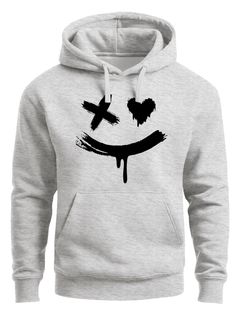 Hoodie Herren Bedruckt Techwear Fashion Streetstyle Smiling Face Smile Trend Print Aufdruck Neverless®