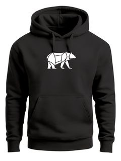 Hoodie Herren Aufdruck Polygon Design Print Bär Bear Tiermotiv Outdoor Fashion Streetstyle Neverless®