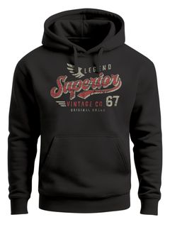 Hoodie Herren Vintage Retro Motiv Schriftzug Superior Legend Flügel Kapuzen-Pullover Männer Fashion Neverless®