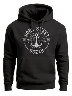 Hoodie Herren Anker Logo maritim Home Sweet Ocean Schriftzug Fashion StreetstyleKapuzen-Pullover Männer Neverless®