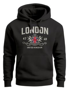 Hoodie Herren London United Kingdom Union Jack England Print Retro Aufdruck Fashion Streetstyle Neverless®