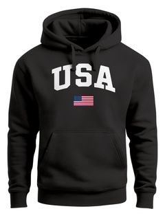 Hoodie Herren USA Schriftzug College Retro US Flagge Amerika Front-Print Aufdruck Motiv Fashion Streetstyle Neverless®
