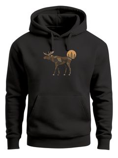 Hoodie Herren mit Aufdruck Polygon Elch Outdoor Motive Wandern Natur Wald Fashion Streetstyle Neverless®