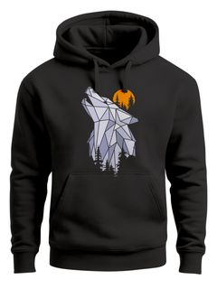 Hoodie Herren Polygon Print Wolf Wald Outdoor Adventure Natur Tiermotiv Fashion Streetstyle Neverless®