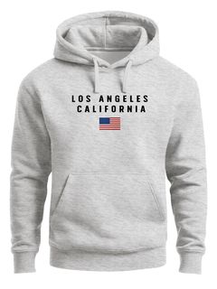 Hoodie Herren Bedruckt Schriftzug California Los Angeles USA Amerika Flagge Fashion Streetstyle Neverless®