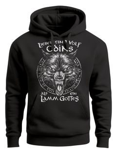 Hoodie Herren Spruch Lieber ein Wolf Odins als ein Lamm Gottes Wikinger nordische Mythologie Fashion Streetstyle Neverless®