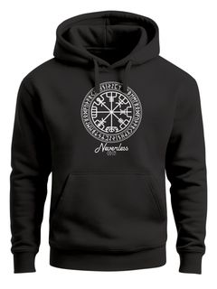Hoodie Herren Wikinger Symbol Runen Wegweiser Kapuzen-Pullover Männer Neverless®
