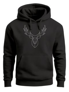 Hoodie Herren Hirsch Polygon Geweih Geometrisch Formen Kapuzenpullover Neverless