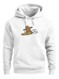 Hoodie Herren Print Bär Surfing Bear Aufdruck Motiv Kapuzen-Pullover Männer Fashion Streetstyle Neverless®