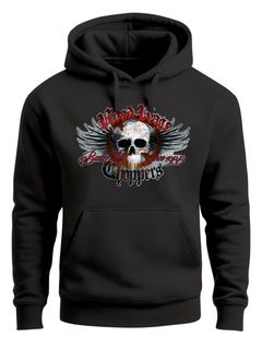 Hoodie Herren Motorrad Totenkopf mit Flügeln Kapuzen-Pullover Neverless®