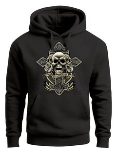 Hoodie Herren Kreuz mit Totenkopf Cross Skulls Kapuzen-Pullover Neverless®