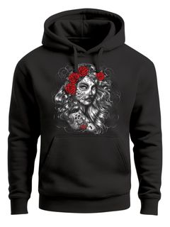 Hoodie Herren Day of Dead Rockabilly Skull Rock n Roll Kapuzenpullover Neverless