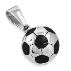 Edelstahl Anhänger Fußball Ball Soccer Halskette Lederkette Kugelkette Damen Herren Autiga®