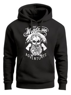 Cooler Herren Kapuzen-Pullover Lumberjack Hipster Bart Totenkopf Neverless