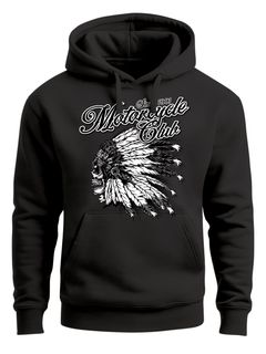 Hoodie Herren Indianer Totenkopf Indian Skull Biker Motorrad Kapuzen-Pullover Neverless®