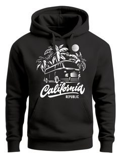 Lässiger Surf Hoodie Herren California Bus Abenteuer Urlaub Kapuzen-Pullover Männer Neverless®