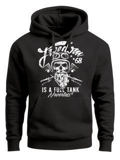 Herren Long-Sleeve Biker Motorrad Motiv Freedom is a full Tank Skull Totenkopf Neverless®