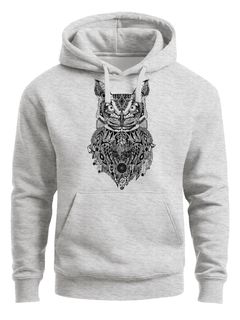 Hoodie Herren Eule Atzekenmuster Boho Bohamian Atzec Owl geometrisch Kapuzen-Pullover Männer Neverless®