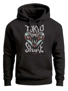 Hoodie Herren Japan Kobra Aufdruck Tokyo Snake Schriftzug Vintage Print Fashion Streetstyle Kapuzen-Pullover Männer Neverless®