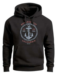 Hoodie Herren Anker Motiv maritim Schriftzug California Paradise lost Fashion Streetstyle Kapuzen-Pullover Männer Neverless®