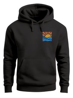 Hoodie Herren Logo Print Sommer Sonne Welle Strand Meer Beach Fashion Streetstyle Neverless®