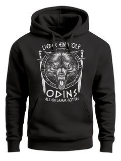 Hoodie Herren Lieber ein Wolf Odins als ein Lamm Gottes nordische Mythologie Wikinger  Print Aufdruck Neverless®