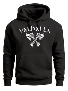 Hoodie Herren Valhalla Viking Axt Nordische Mythologie Odin Print Aufdruck Fashion Streetstyle Neverless®