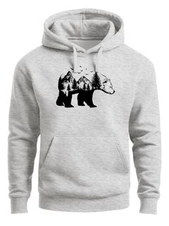 Hoodie Herren Bär Kunst Grafik Printshirt Tiermotiv Adventure Männer Fashion Streetstyle Neverless®