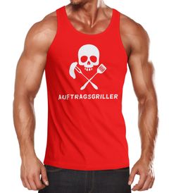 Herren Tanktop Auftragsgriller Funshirt Grill Shirt BBQ Skull Moonworks®