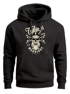 Hoodie Herren Wikinger Vikings Totenkopf Warriors Print Kapuzen-Pullover Männer Neverless®