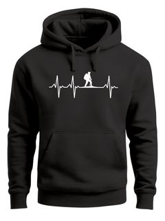 Hoodie Herren Print Wanderer Herzschlag Outdoor Natur Motiv Kapuzen-Pullover Männer Fashion Streetstyle Neverless®