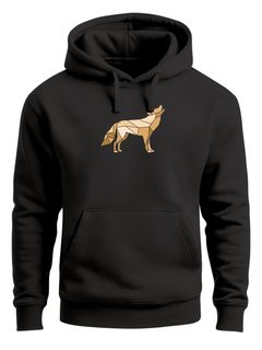 Hoodie Herren Aufdruck Polygon Wolf Geometrie Motiv Kapuzen-Pullover Männer Fashion Streetstyle Neverless®