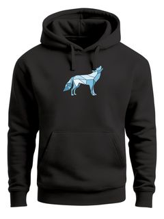 Hoodie Herren Geometrie Polygon Tiere Print Aufdruck Wolf Motiv Kapuzen-Pullover Männer Fashion Streetstyle Neverless®