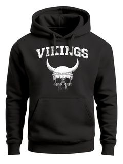 Hoodie Herren Wikinger-Helm Skull Totenkopf Print Aufdruck Kapuzen-Pullover Männer Fashion Streetstyle Neverless®