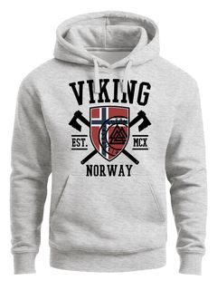 Hoodie Herren Viking Norway Norwegen Flagge Wikinger nordisch Kapuzen-Pullover Männer Fashion Streetstyle Neverless®