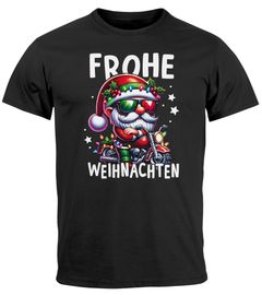 Herren T-Shirt Frohe Weihnachten Aufdruck Weihnachtsmann Santa Weihnachtsshirt Männer Moonworks®